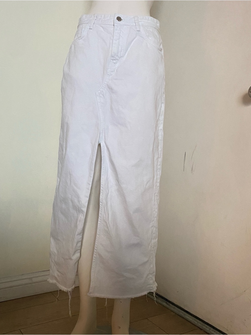 Zara White Denim Maxi Skirt